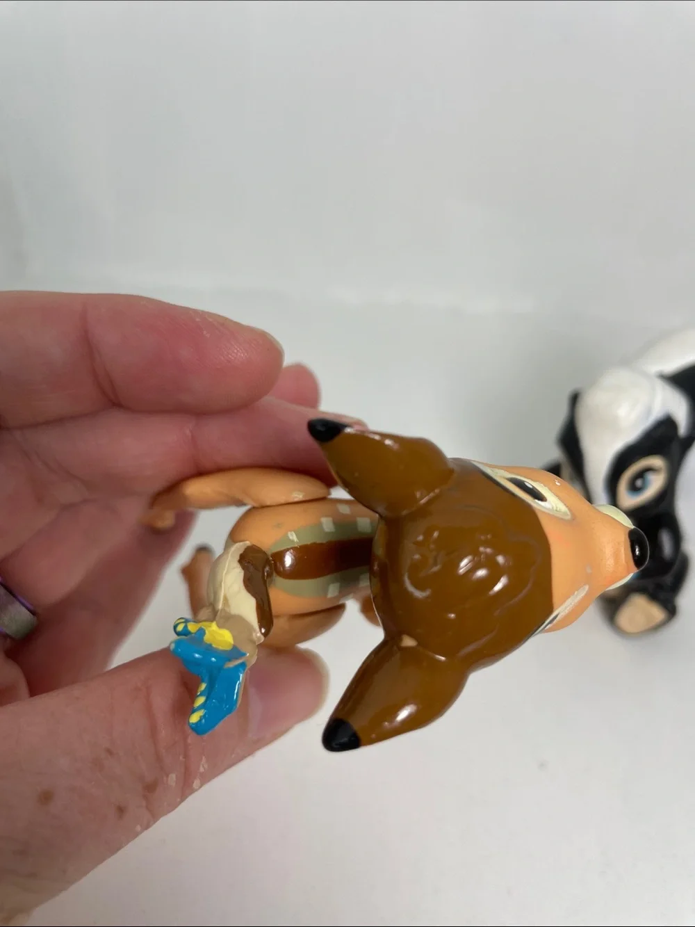 Bambi Butterfly Tail Baby Deer & Flower Skunk Figure 1990's  3.5
